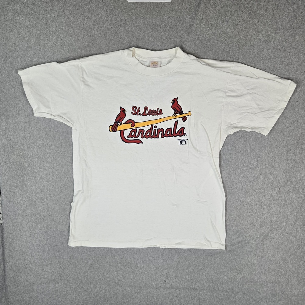 VINTAGE St Louis Cardinals Men Shirt OS Single Stitch White Sportys Graphic 80s